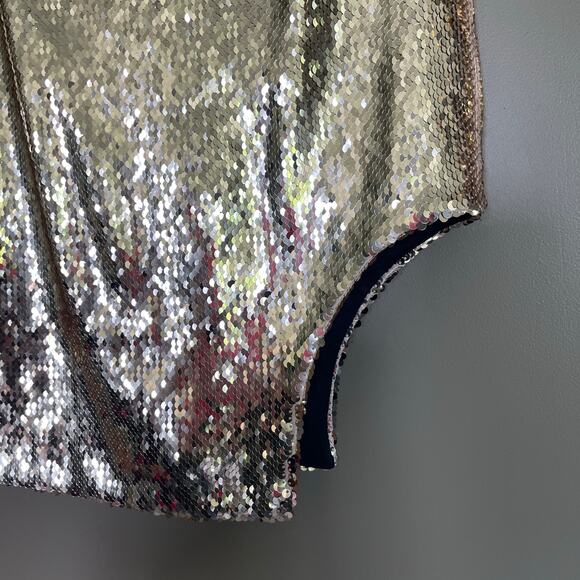 L'ACADEMIE Mea Mini Dress Champagne Silver Sequin Strapless Size Small Gold Sexy - Picture 9 of 16
